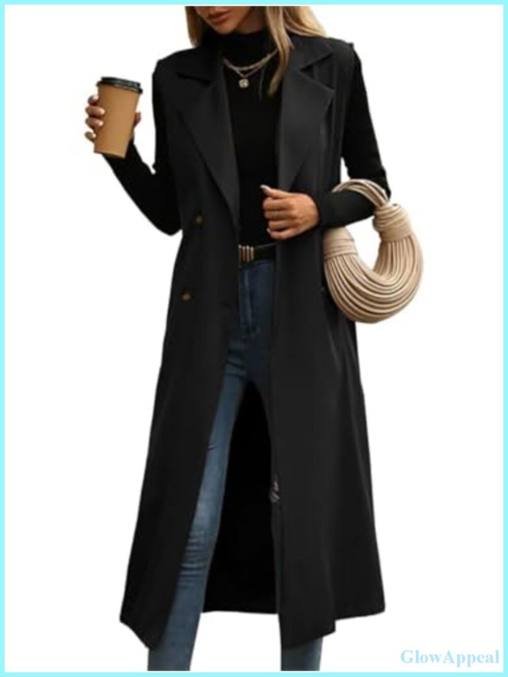 Womens Long Sleeveless Double Breasted Trench Coat Vest with Belt
